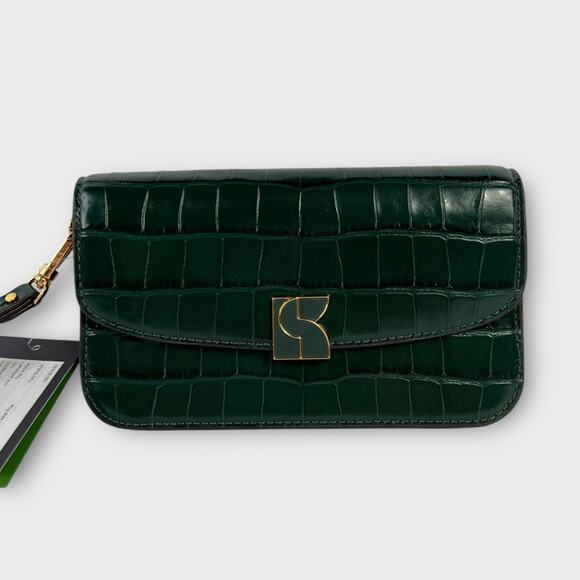 Kate Spade Dakota Croc-embossed Flap Wristlet in Rock Garden Green NEW - Picture 4 of 12